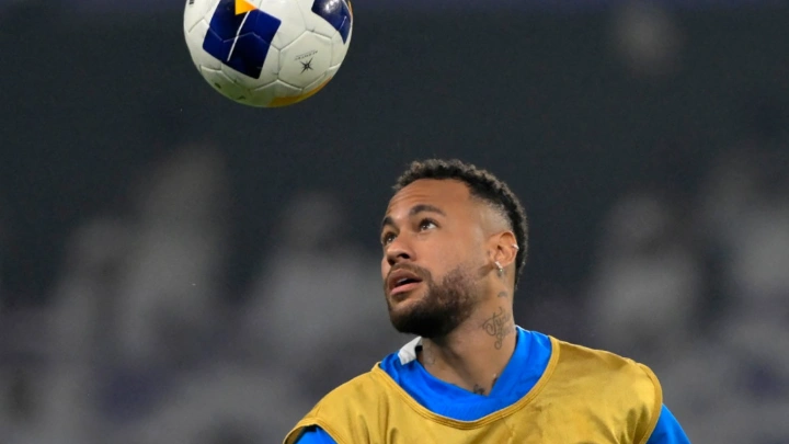 Hilal's Brazilian forward Neymar warms up ahead of the AFC Champions League group B football match between UAE's Al-Ain and Saudi's Al-Hilal at the Hazza bin Zayed Stadium in al-Ain on October 21, 2024. Photo: AFP