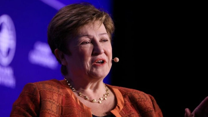 Kristalina Georgieva, managing director, International Monetary Fund, speaks at the Milken Conference 2024 Global Conference Sessions at The Beverly Hilton in Beverly Hills, California, U.S., May 6, 2024. REUTERS/David Swanson/File Photo