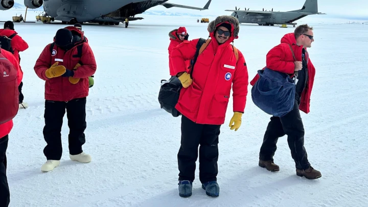 Fairuz's work focuses on the Allan Hills ice cores, with research areas including Geophysics, Geology, and Climate Science. Photo: Fairuz Ishraque/Facebook