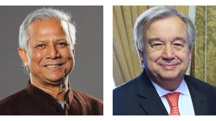 Muhammad Yunus, left, and António Guterres