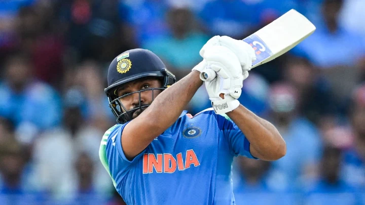 India's captain Rohit Sharma plays a shot during the ICC Champions Trophy final match between India and New Zealand at the Dubai International Stadium in Dubai on March 9, 2025. Photo: AFP